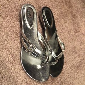 Silver slipper sandals in silver size 10